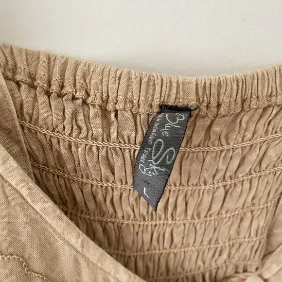 Boho Beige Embroidered Tank Top L Festival Cottagecore Fairy Hippie Button Strap - Picture 5 of 10